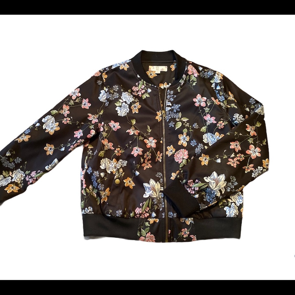 Hippie Rose Floral Bomber Jacket Size Medium